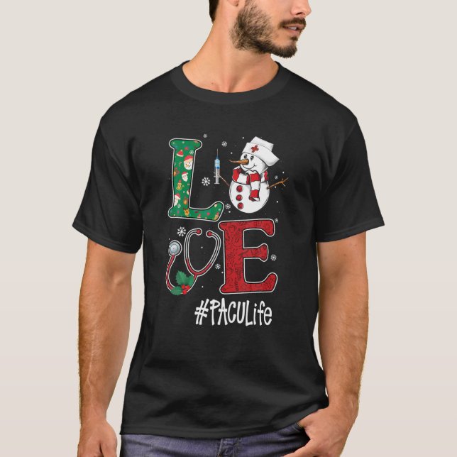 Kärlek PACU Life Stethoscope Snögubbe jul Vacci T Shirt (Framsida)