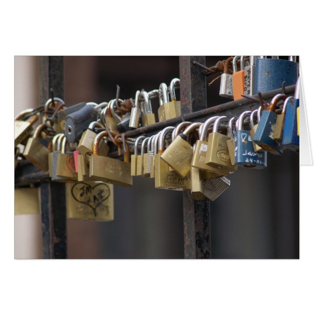 Kärlek Padlocks, Prag Hälsningskort (Framsidan Horizontal)