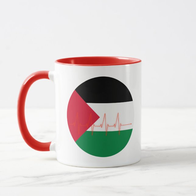 Kärlek Palestine Heart Pulse ف ل س ط ي ن | Gratis  Mugg (Vänster)