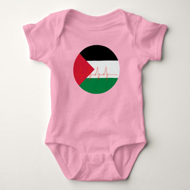 Kärlek Palestine Heart Pulse ف ل س ط ي ن | Gratis  T Shirt (Framsida)