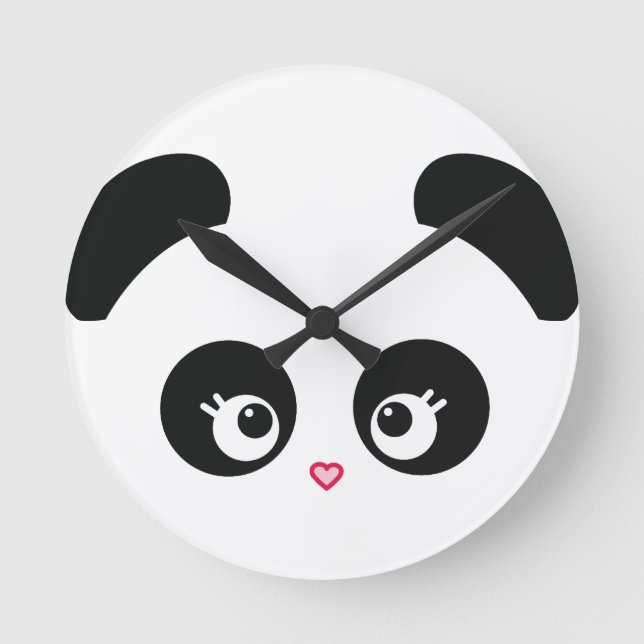Kärlek Panda® Clock Rund Klocka (Framsida)