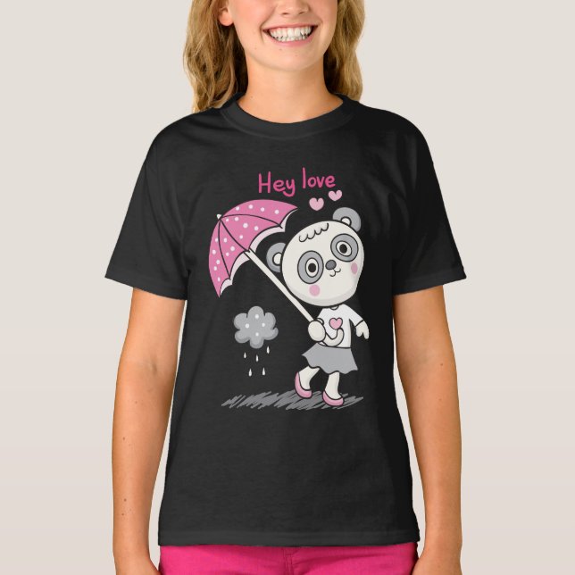 Kärlek Panda Funny Cute Girl T Shirt (Framsida)