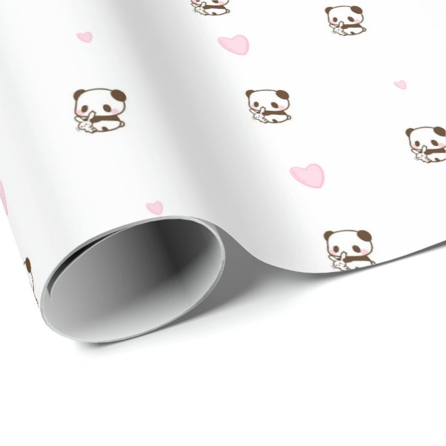 Kärlek Panda Gift Wrapping Papper Roll Presentpapper (Rullad Hörn)
