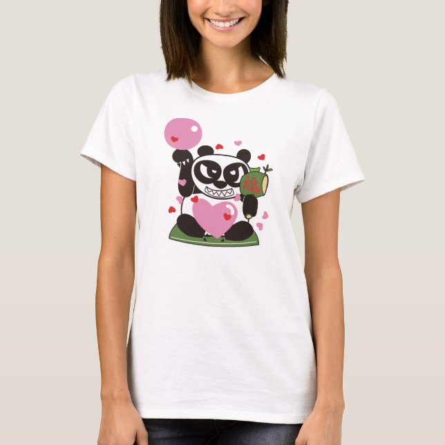 Kärlek Panda Lucky Gud T Shirt (Framsida)