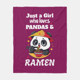 Kärlek Pandas och Ramen (vittext) Fleecefilt