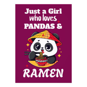 Kärlek Pandas och Ramen (vittext) Fototryck