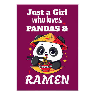 Kärlek Pandas och Ramen (vittext) Fototryck