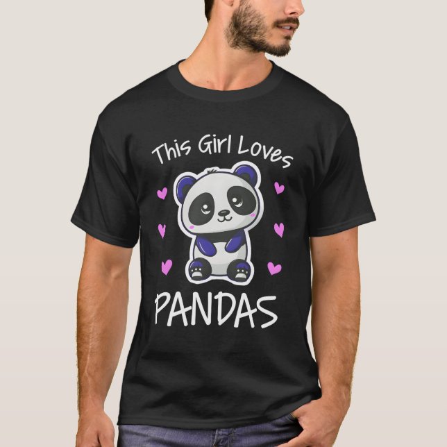 Kärlek Pandas Panda Lila T Shirt (Framsida)