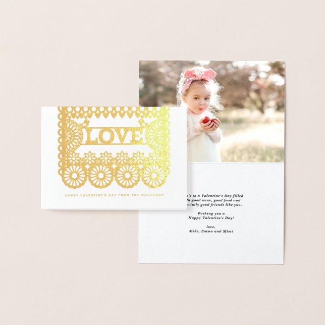 Kärlek Papel Picado Red Alla hjärtans dag Folierat Kort (Display)