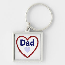 Kärlek Pappa Fyrkantig Silverfärgad Nyckelring