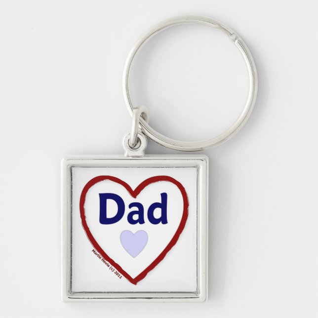 Kärlek Pappa Fyrkantig Silverfärgad Nyckelring (Framsidan)