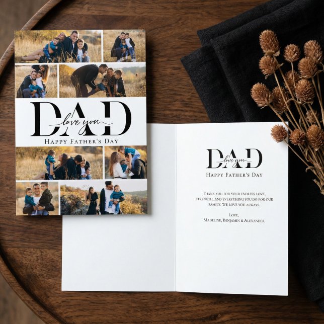 Kärlek Pappa Hjärtat Fotocollage Fars Dag Kort (Love You Dad Heart Photo Collage Fathter's Day Card)