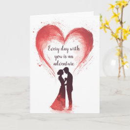 Kärlek par och Big Heart Valentines day Kort