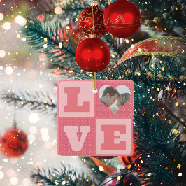 Kärlek par Photo Rosa Hearts Mönster Valentineser Julgransprydnad Keramik