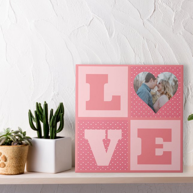 Kärlek par Photo Rosa Hearts Mönster Valentineser Kakelplatta (Skapare uppladdad)