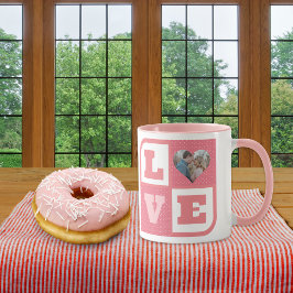 Kärlek par Photo Rosa Hearts Mönster Valentineser Mugg