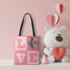 Kärlek par Photo Rosa Hearts Mönster Valentineser Tygkasse