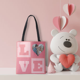Kärlek par Photo Rosa Hearts Mönster Valentineser Tygkasse