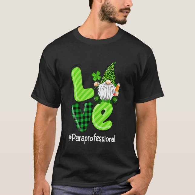 Kärlek Para Life Gnome Leopard Shamrock St Patrick T Shirt (Framsida)