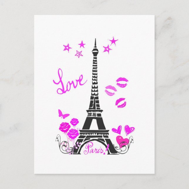 KÄRLEK PARIS EIFFEL TORN PRINT VYKORT (Framsida)