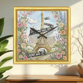 Kärlek Paris klocka, Eiffeltornet, fransk konst Fyrkantig Klocka