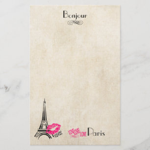 Kärlek Paris med Eiffel Torn om Parchment Struktur Brevpapper