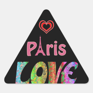 Kärlek Paris Sticker Triangelformat Klistermärke