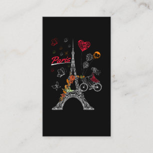 Kärlek Paris Theme Travel Frankrike Flower Eiffel Visitkort