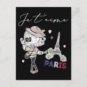 Kärlek Paris Theme Women Frankrike Girls Eiffel To Vykort