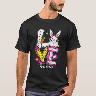 Kärlek Påsk 2:a Klass Lärarbunny Cute Ansikte Happ T Shirt
