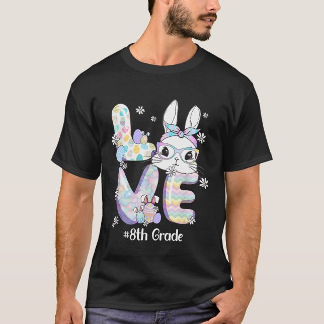 Kärlek Påsk 8:e Klass Lacherbunny Cute Ansikte Hap T Shirt (Framsida)