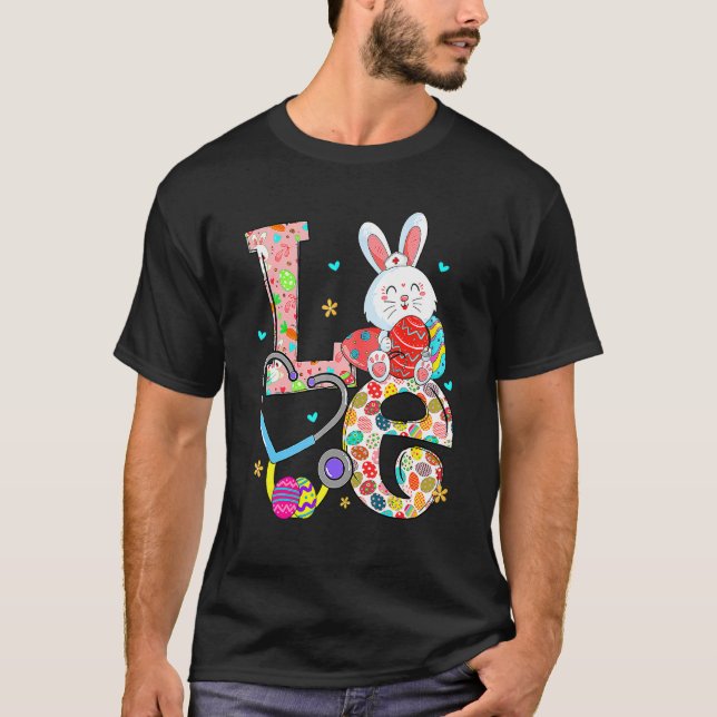Kärlek Påsk Dagen 2022, Egg Basket Stethoscope SCr T Shirt (Framsida)
