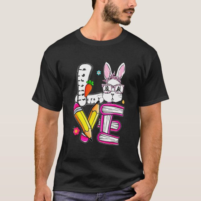 Kärlek Påsk Lärare Cute Bunny Ansikte Glad påsk 1 T Shirt (Framsida)