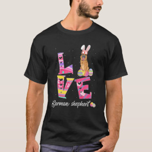 Kärlek Påsk tyska Shepherd Bunny Öron Rolig hund L T Shirt