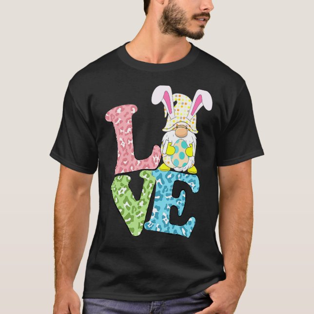 Kärlek Påskhare Egg Gnome T Shirt (Framsida)
