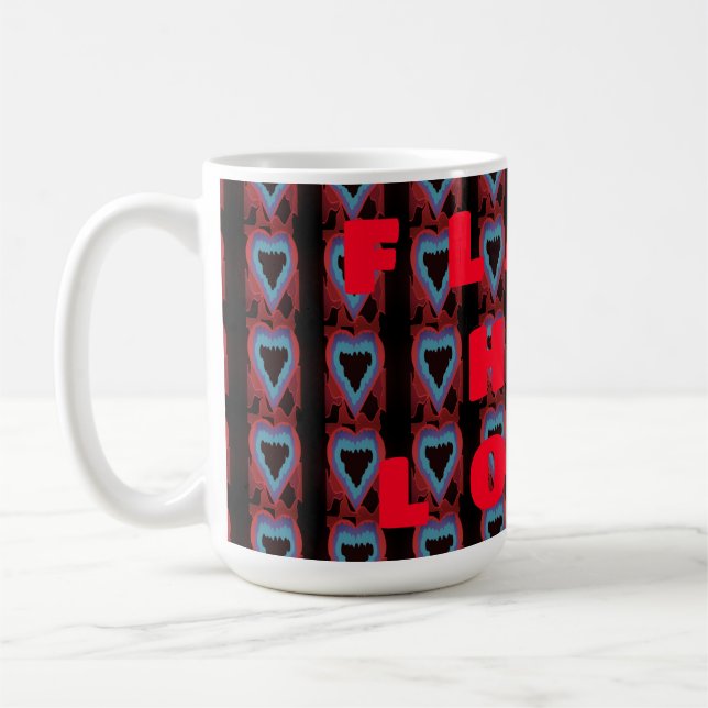 Kärlek passion hett Konst design röd mistblått Kaffemugg (Vänster)