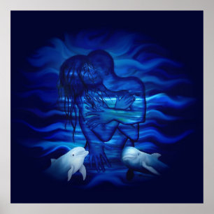 Kärlek, passionslag - par med delfinpar poster