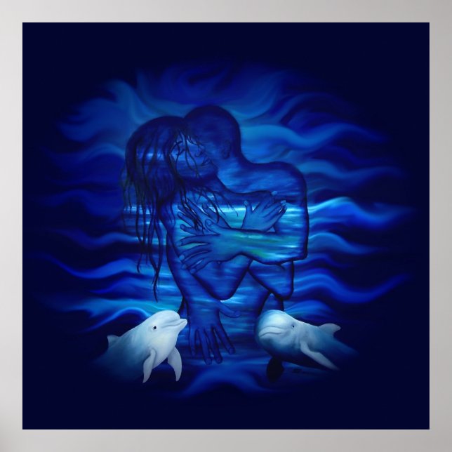 Kärlek, passionslag - par med delfinpar poster (Framsidan)