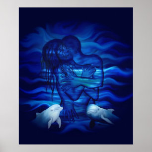 Kärlek, passionslag - par med delfinpar poster