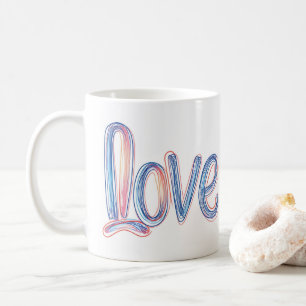 Kärlek Pastel Scribble Slogan Kaffemugg