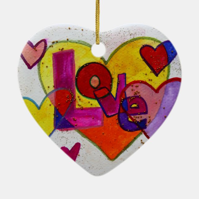 Kärlek Patchwork Hearts Glitter Art Ornament (Baksidan)