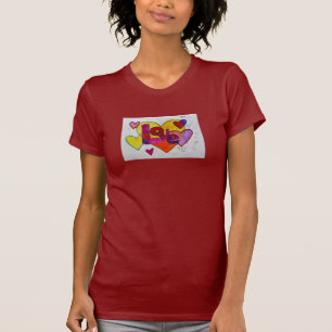 Kärlek Patchwork Hearts Glitter inspirational Shi Tee