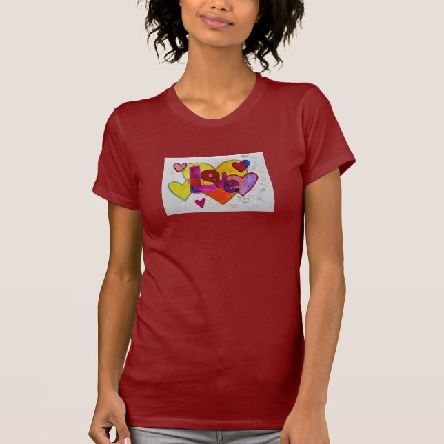 Kärlek Patchwork Hearts Glitter inspirational Shir T-shirt (Framsida)