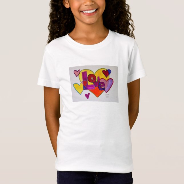 Kärlek Patchwork Hearts Ord Art Shirts Tee Shirt (Framsida)