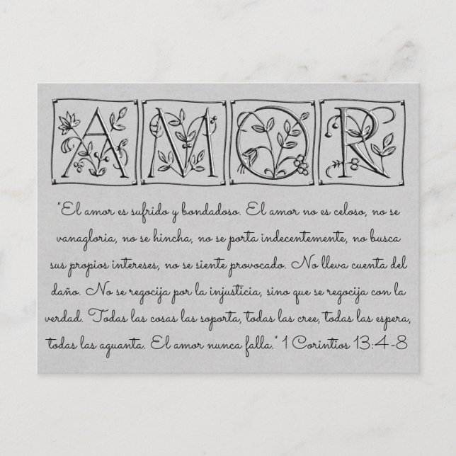 Kärlek-Patientliknande-Misslyckas aldrig~Scrip~Brö Inbjudan Vykort (Framsida)