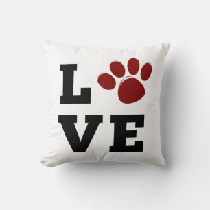 Kärlek Paw Print Animal Lover Hund älskare Photo Kudde