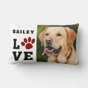 Kärlek Paw Print Animal Lover Hund älskare Photo Lumbarkudde