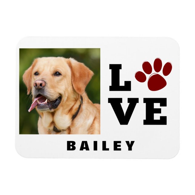Kärlek Paw Print Animal Lover Hund älskare Photo Magnet (Horisontell)