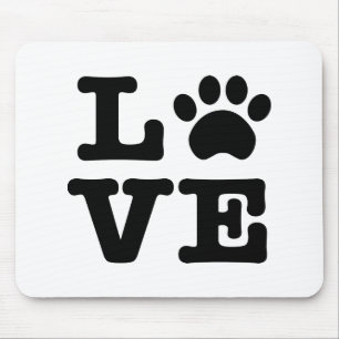 Kärlek Paw Print Mousepad Musmatta