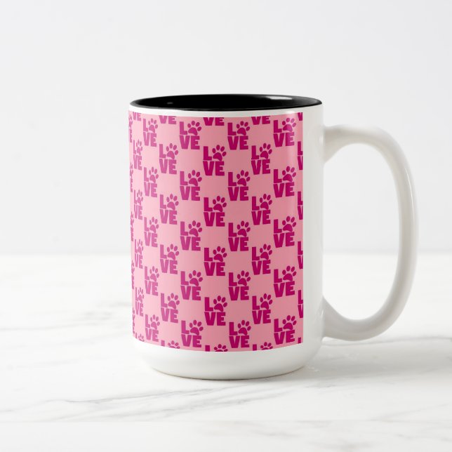 Kärlek & Paw Print Mugg - Perfekt Gift för Djuräls (Höger)